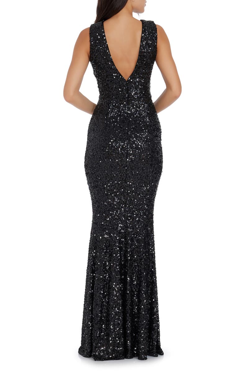 Dress the Population Leighton Sequin Mermaid Gown, Alternate, color, Jet Black