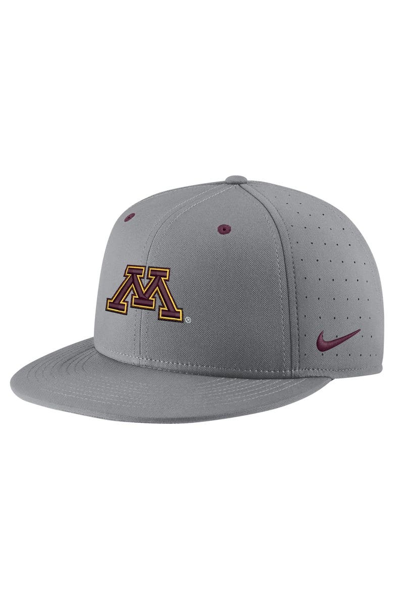 Nike Men's Nike Gray Minnesota Golden Gophers USA Side Patch True AeroBill Performance Fitted Hat, Alternate, color, Gray