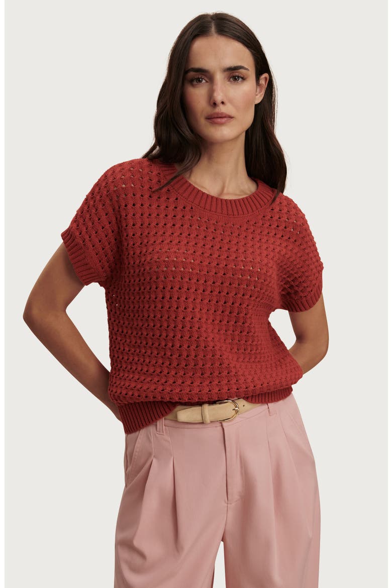 Denny Pointelle Knit Top, Alternate, color, BOSSA NOVA