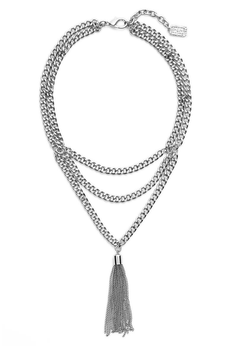 Layered Y-Necklace, Main, color, SILVER