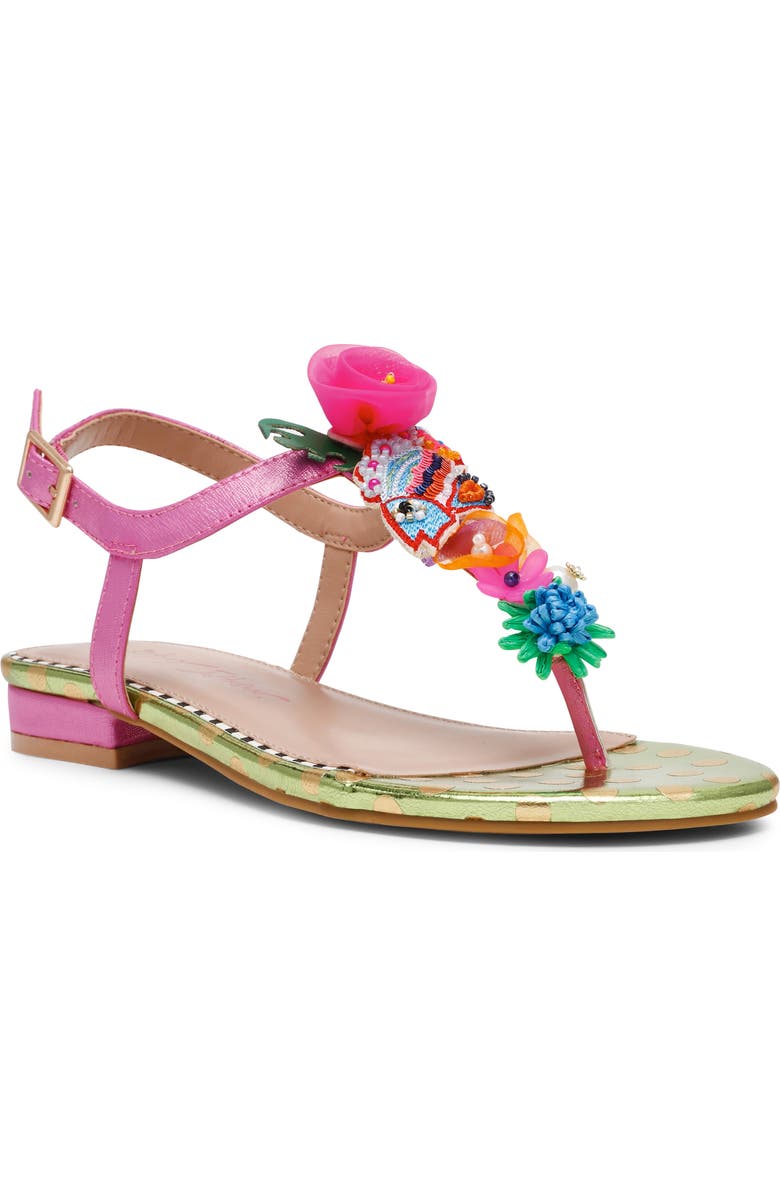 Betsey Johnson Murphee T-Strap Sandal, Main, color, Pink Multi