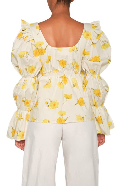 The Lulo Project Cielo Balloon Sleeve Cotton Top In White