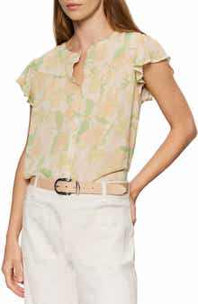 Free Spirited Floral Flutter Sleeve Button-Up Shirt