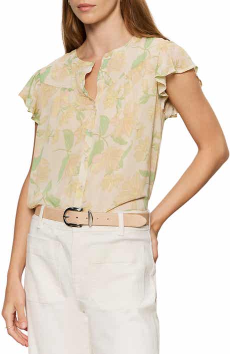 Free Spirited Floral Flutter Sleeve Button-Up Shirt