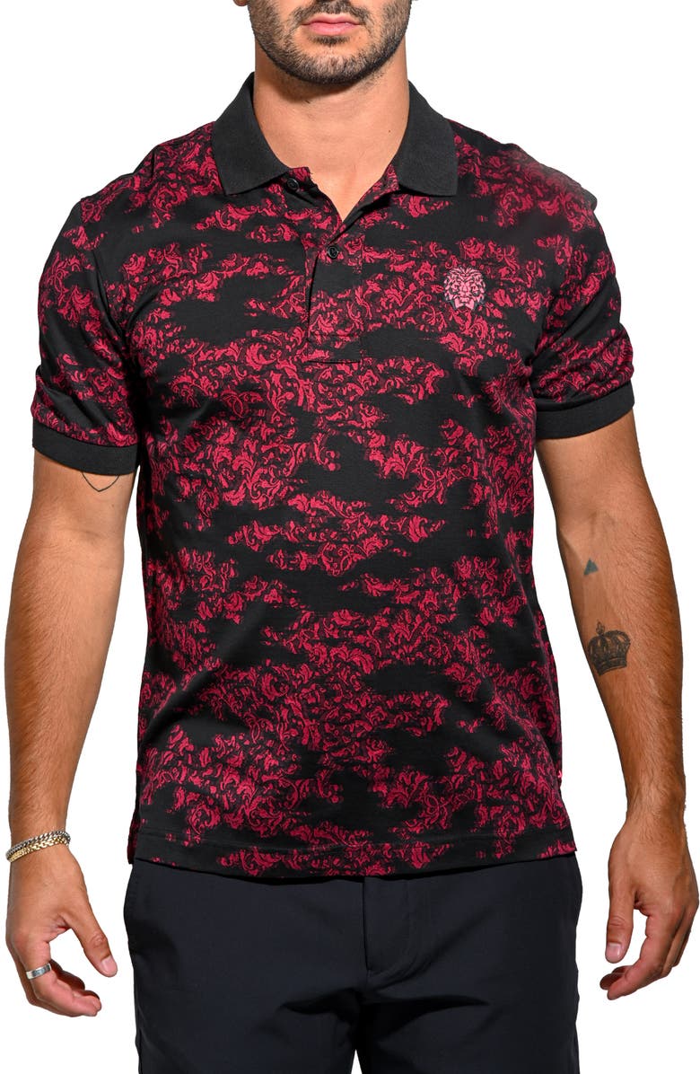 Maceoo Mozartleaftip Red Stretch Nylon Polo, Main, color, Red