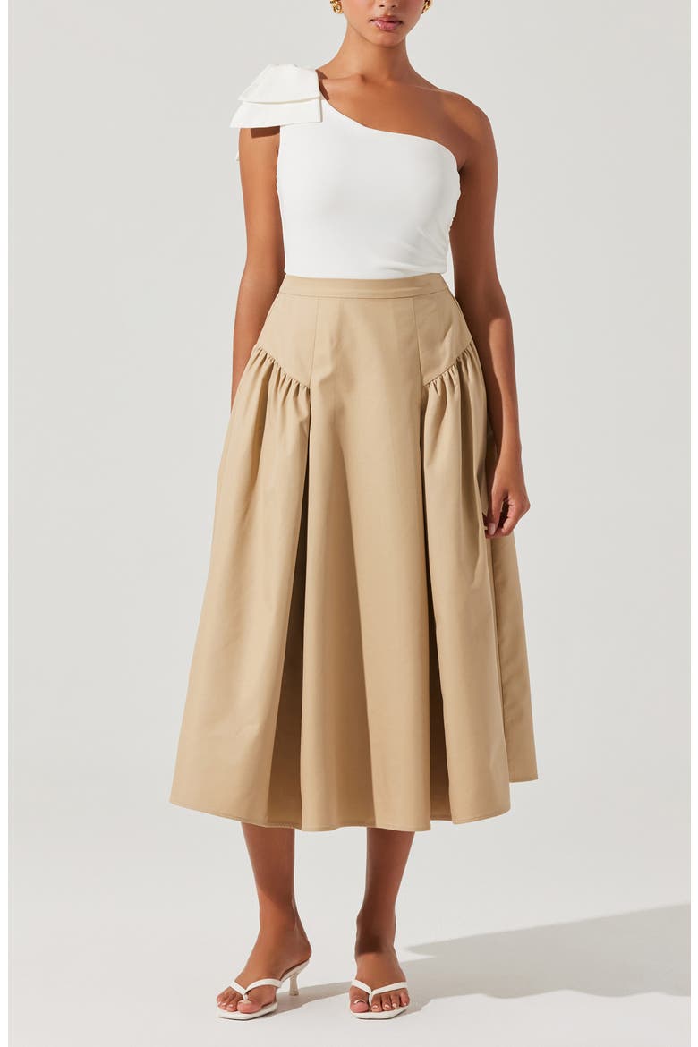 Laila Midi Skirt, Alternate, color, KHAKI