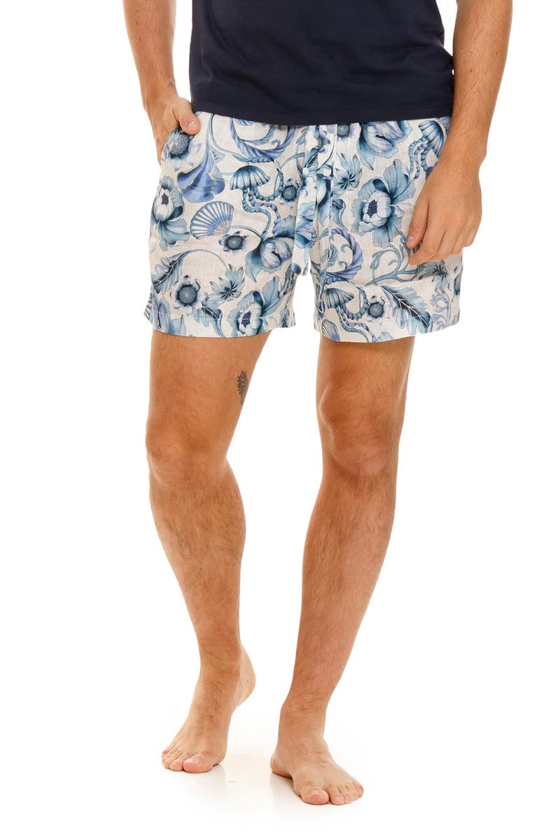 The Lazy Poet Ben Blue Medusa Linen Pajama Shorts, Alternate, color, 