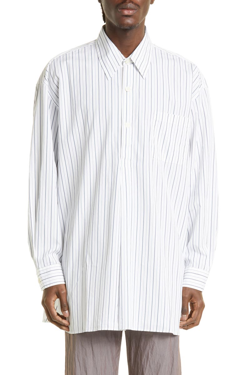 OUR LEGACY Olympic Stripe Cotton Poplin Popover Shirt, Main, color,
