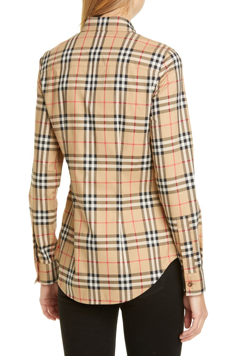 Lapwing Vintage Check Stretch Cotton Shirt, Alternate, color, ARCHIVE BEIGE IP CHK