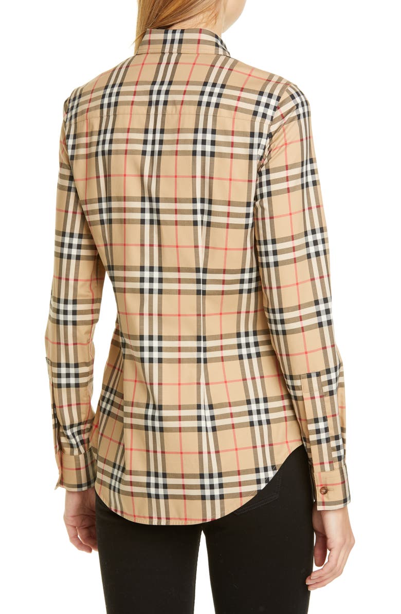 Burberry Lapwing Vintage Check Stretch Cotton Shirt, Alternate, color, 