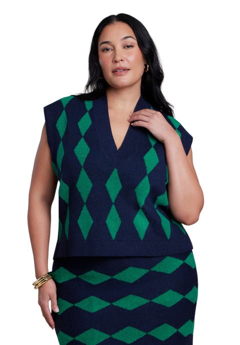 Intarsia Sweater Vest (plus)