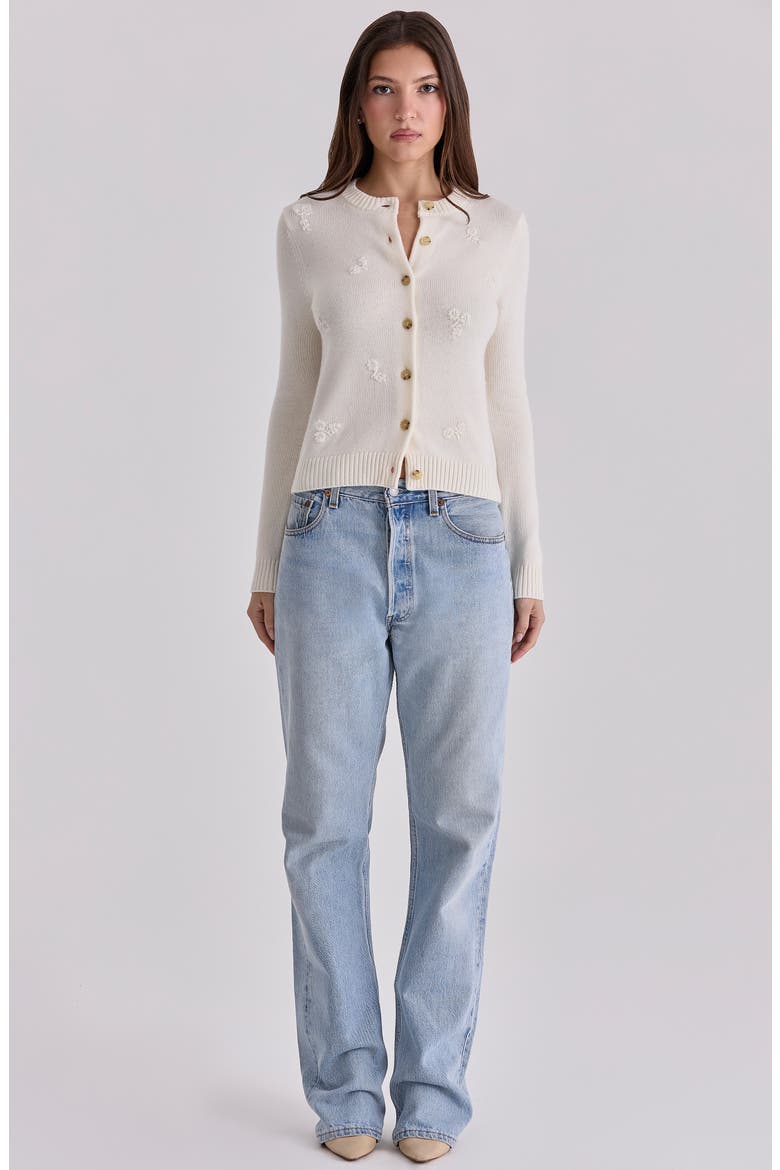 Poppie Embroidered Wool & Cashmere Cardigan, Alternate, color, IVORY