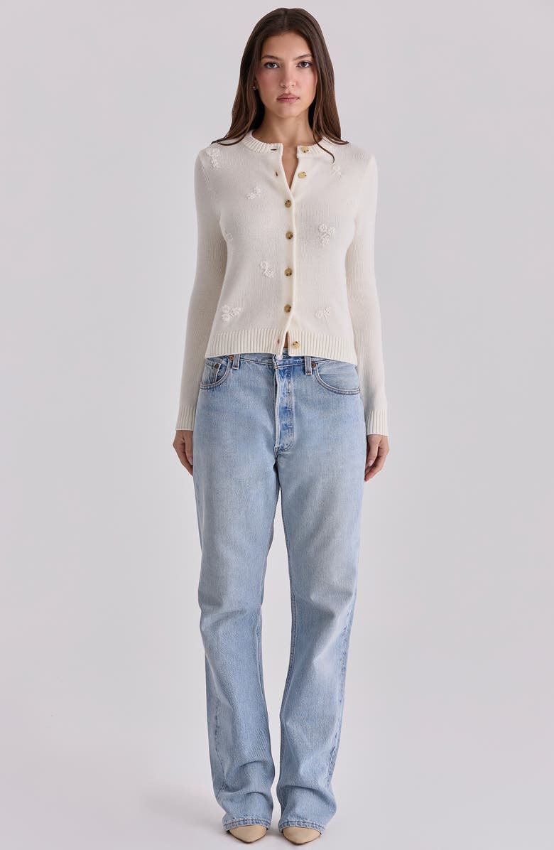 HOUSE OF CB Poppie Embroidered Wool & Cashmere Cardigan, Alternate, color, 