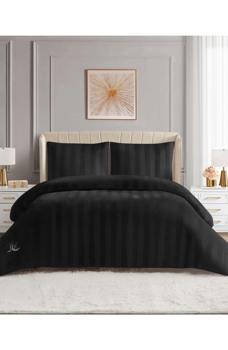Juicy Couture Jenny Velour Comforter Set, Alternate, color, Black