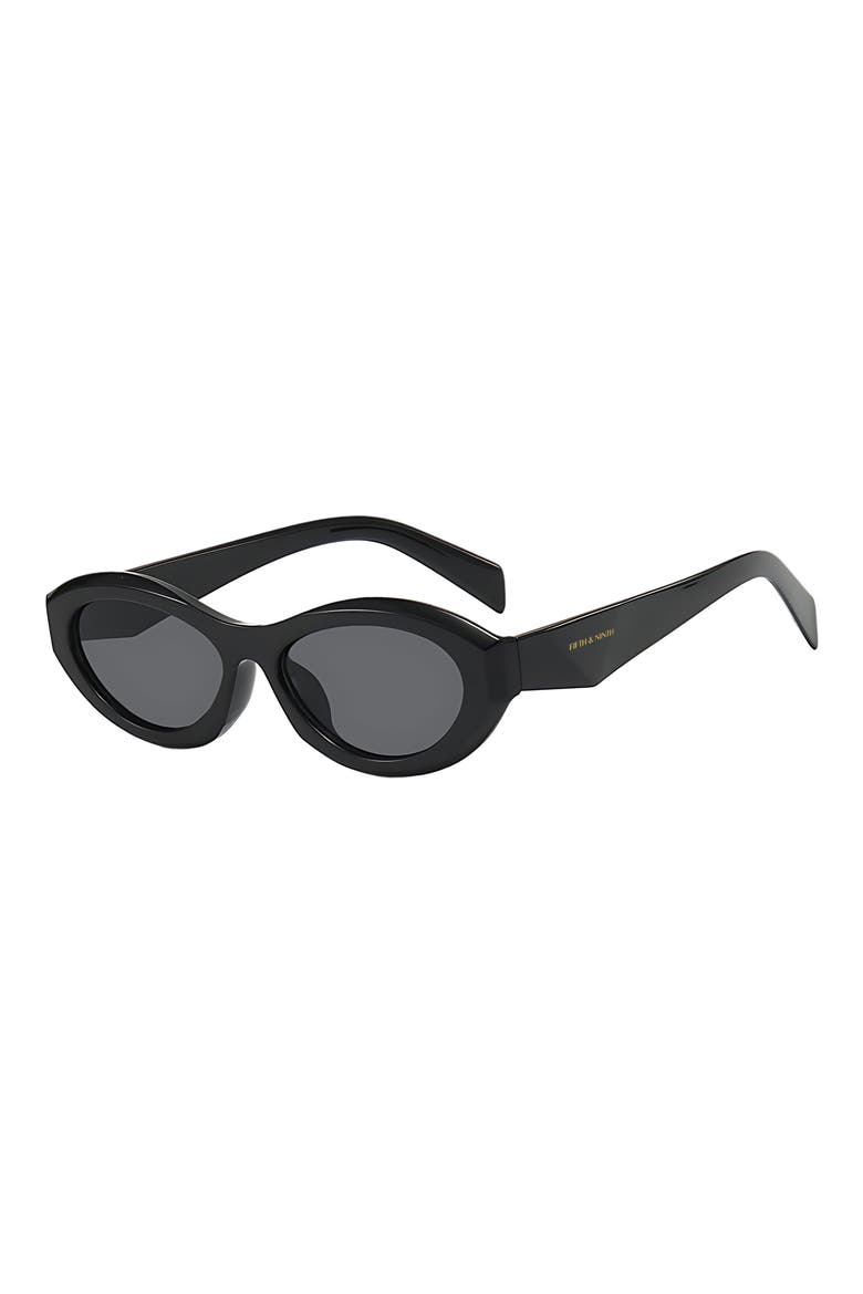 Leona 54mm Polarized Oval Sunglasses, Alternate, color, BLACK / BLACK