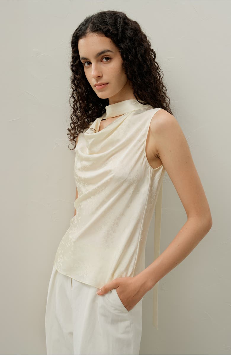 Lilysilk Ying Jacquard Silk Tank, Alternate, color, Lily White