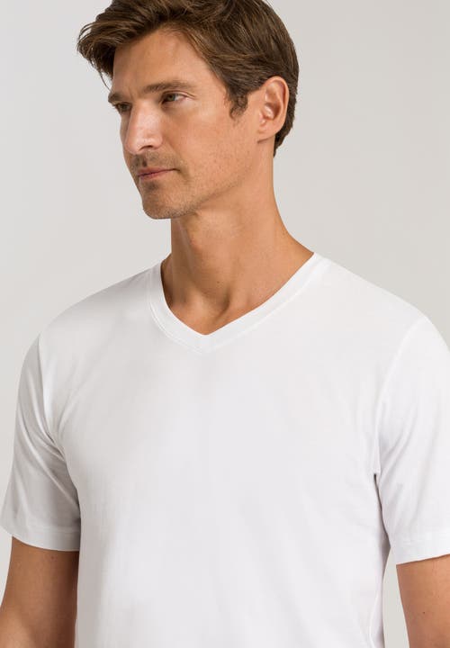 Hanro Living Cotton V-neck T-shirt In White