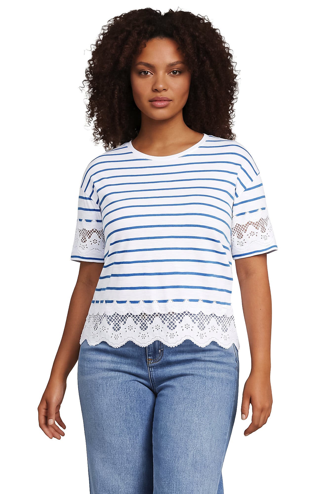 White/Bright Blue Stripe