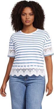 Lands' End Short Sleeve Slub Jersey Cutwork T-Shirt