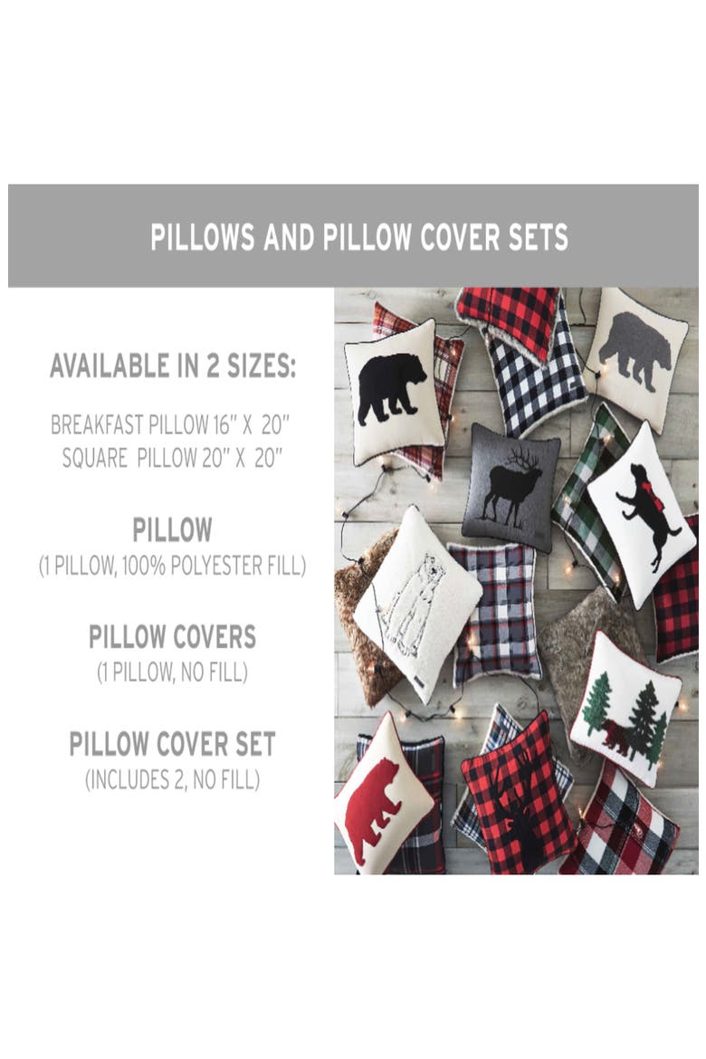 Bear Throw Pillow, Alternate, color, BLACK