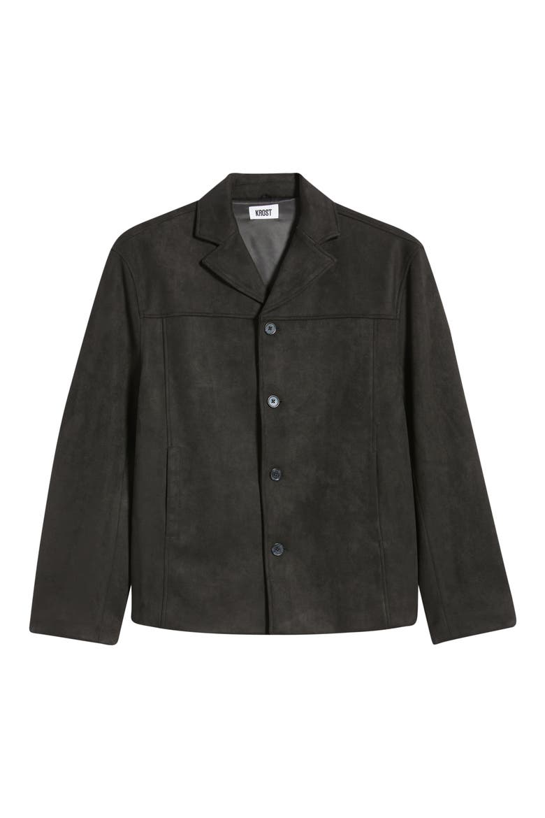 Faux Suede Shirt Jacket, Alternate, color, BLACK