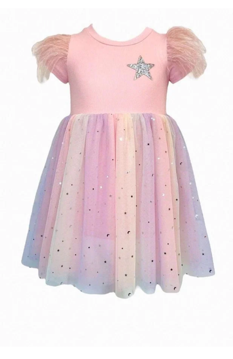 Shining Star Feather Tutu Dress