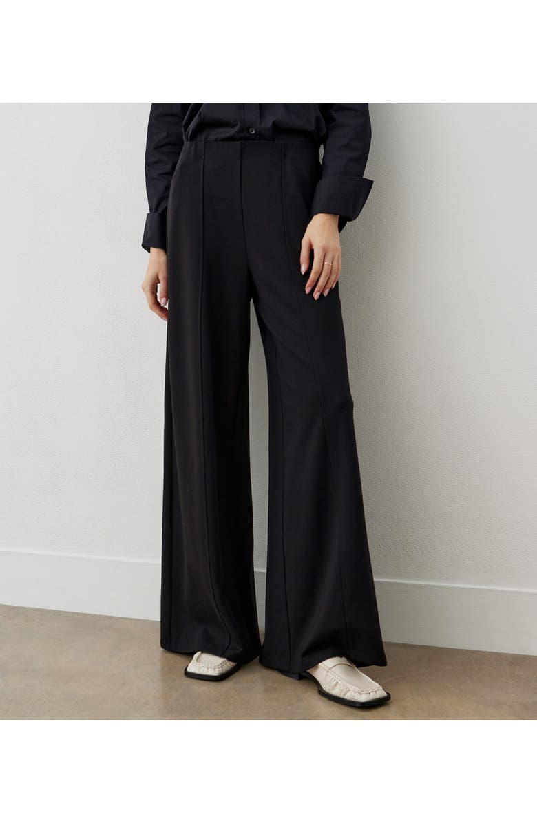 Finery London Matilda Ponte Jersey Pants, Main, color, Black