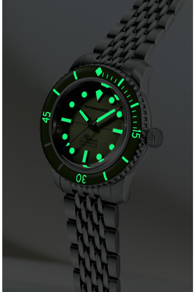 Fleuss 40 Pine Crest Automatic Bracelet Watch, 40mm, Alternate, color, GREEN