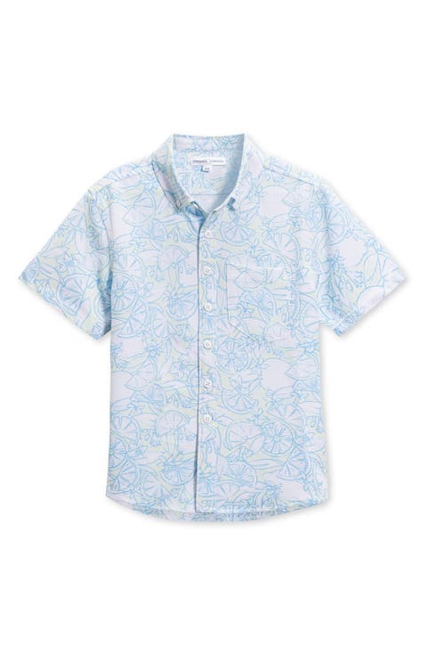 Kids' Lemon Seersucker Short Sleeve Button-Up Shirt (Little Kid & Big Kid)