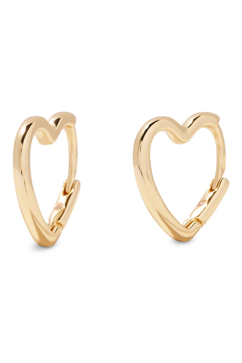 Minnie Heart Hoop Earrings, Main, color, GOLD