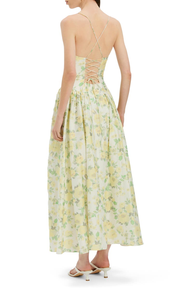 Bardot Estie Printed Lace Back Maxi Dress, Alternate, color, Yellow Floral