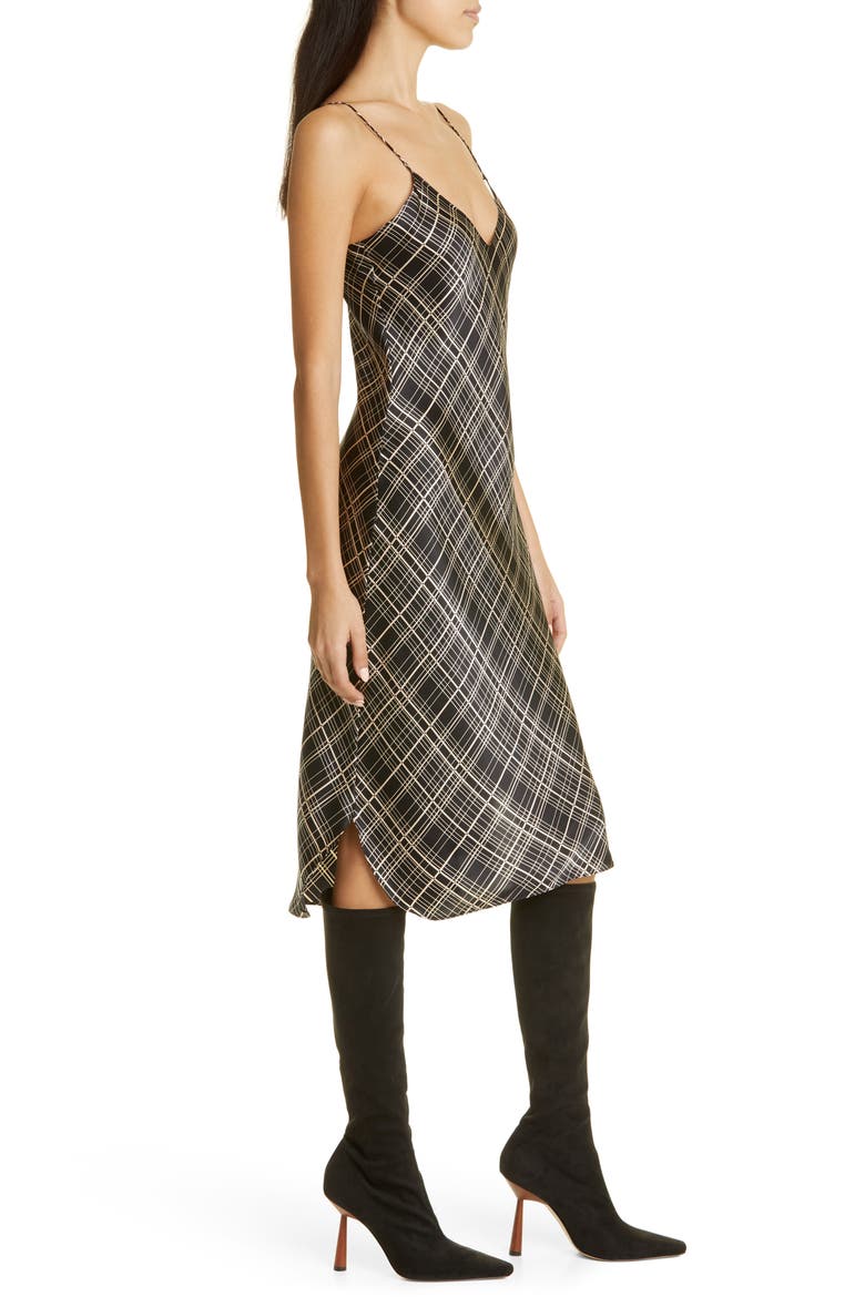 Print Silk Cami Dress, Alternate, color, BLACK PLAID