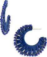 Panacea Beaded Raffia Hoop Earrings