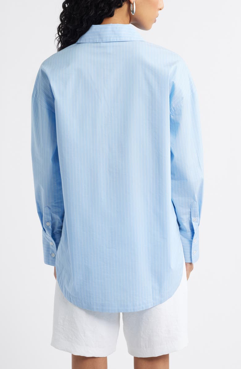 Open Edit Oversize Poplin Button-Up Shirt, Alternate, color, Blue- Ivory Slice Pin