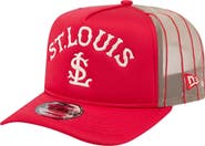 New Era Men's New Era Red St. Louis Cardinals Vintage Arched Foam Front 9FIFTY A-Frame Adjustable Trucker Hat