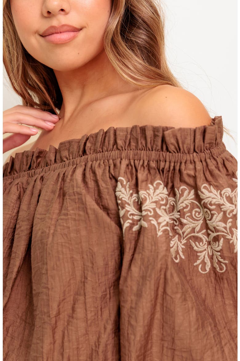 Off The Shoulder Top, Alternate, color, BROWN