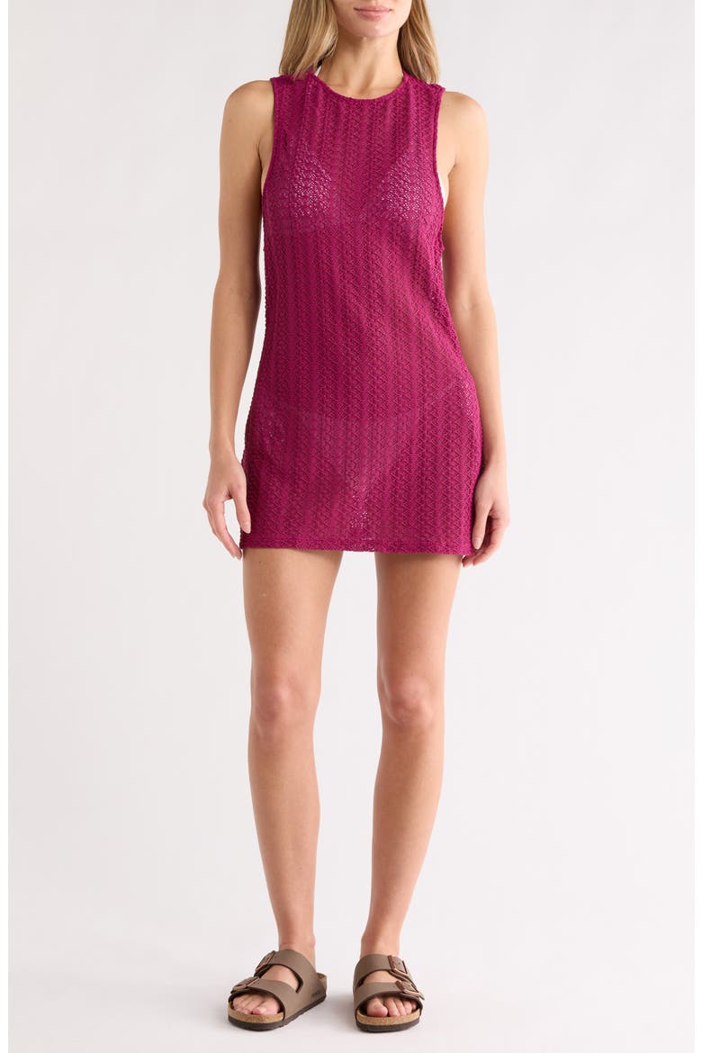 Open Stich Cover-Up Minidress, Main, color, RASPBERRY