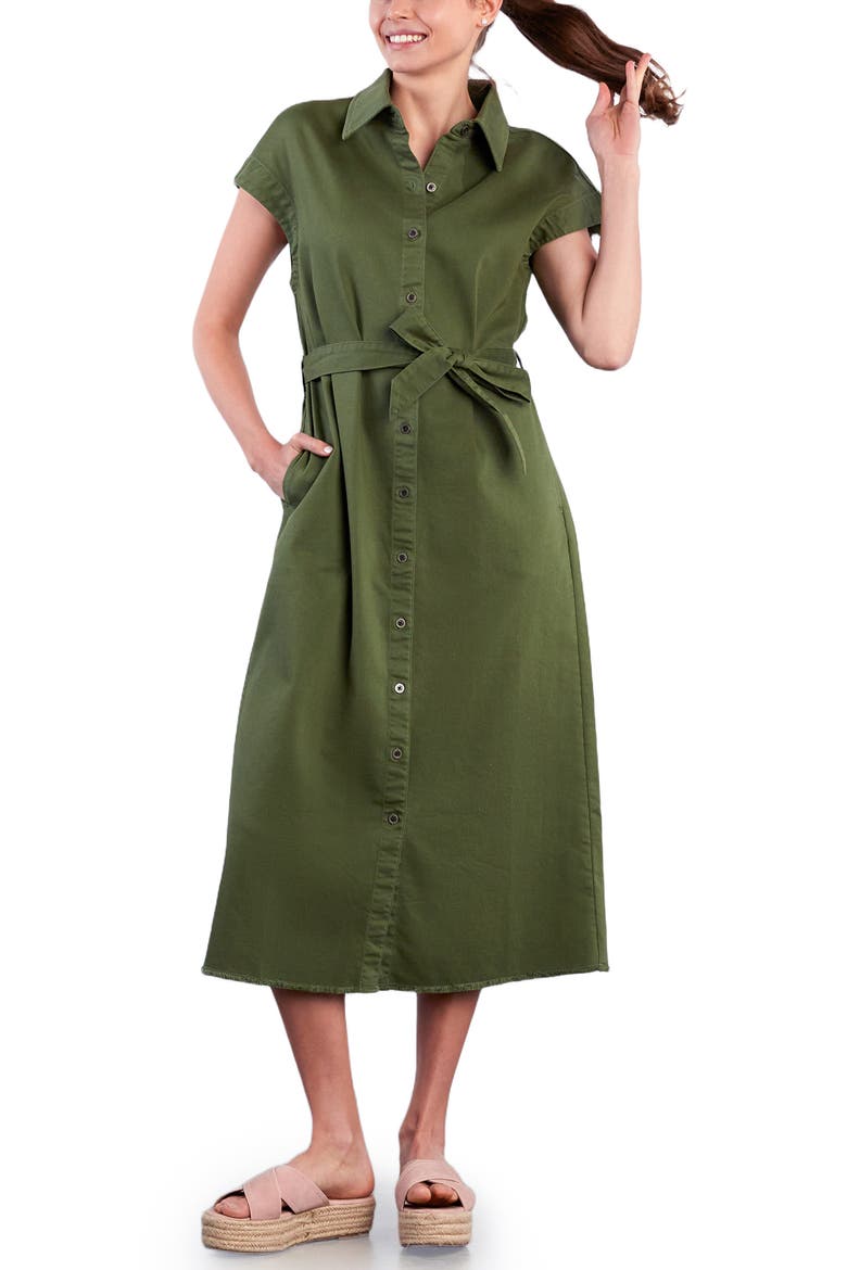 Weekend Belted Denim Shirtdress, Alternate, color, BRUSHED ARMY