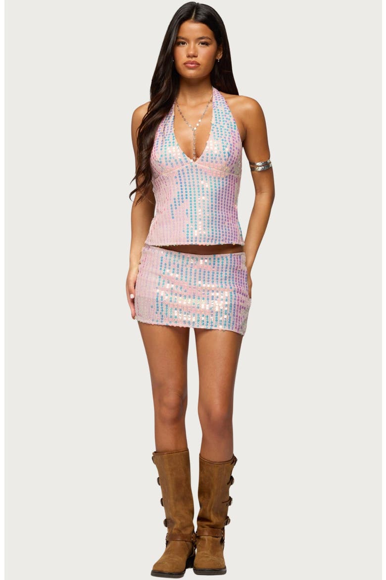 Kaelyn Sequin Miniskirt, Alternate, color, PINK