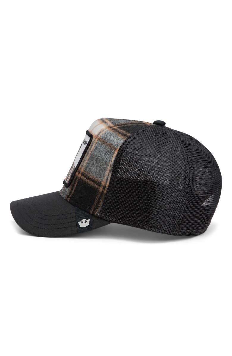 Goorin Bros. Guard Dog Brushed Plaid Trucker Hat, Alternate, color, Void Black