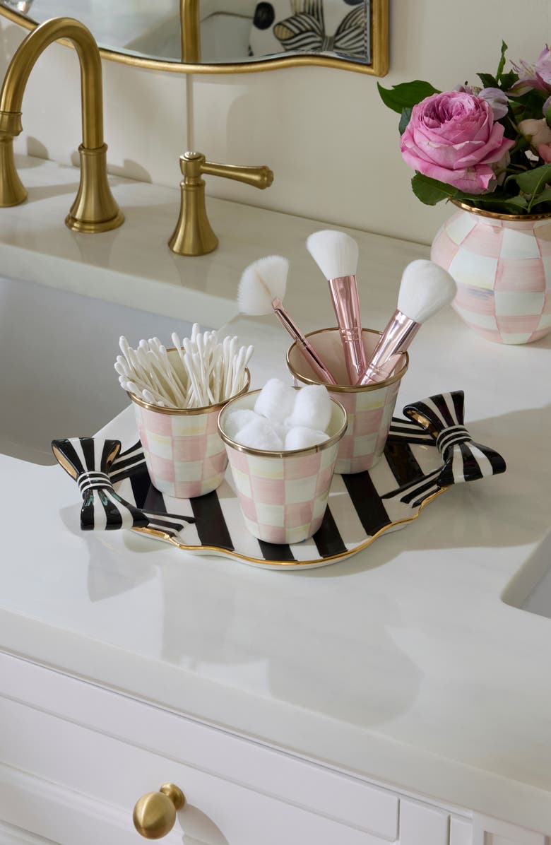 MACKENZIE CHILDS Rosy Check Enameled Steel Set of 3 Herb Pots, Alternate, color, Rosy