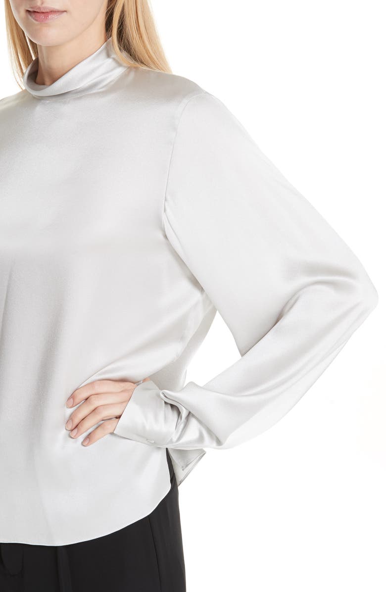 Vince High Neck Silk Blouse, Alternate, color, 