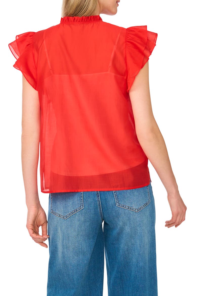 Tie Front Flutter Sleeve Top, Alternate, color, LOBSTER RED