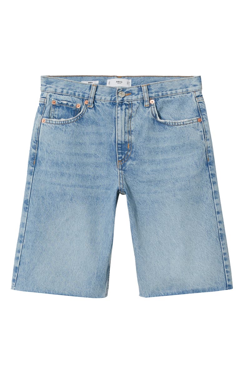 MANGO Frayed Denim Bermuda Shorts, Alternate, color,