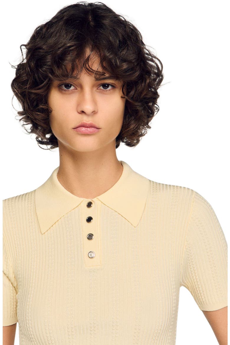 Knit polo shirt, Alternate, color, Vanilla