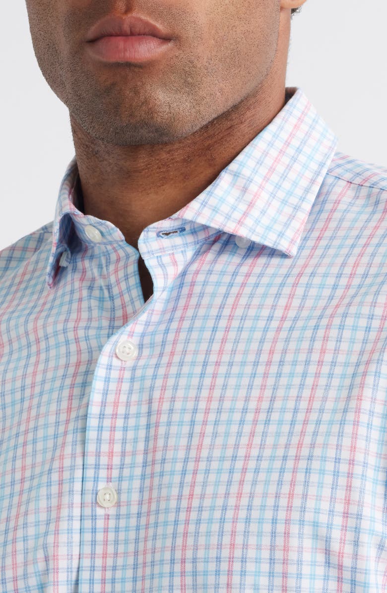 johnnie-O Han Check Performance Button-Up Shirt, Alternate, color, White