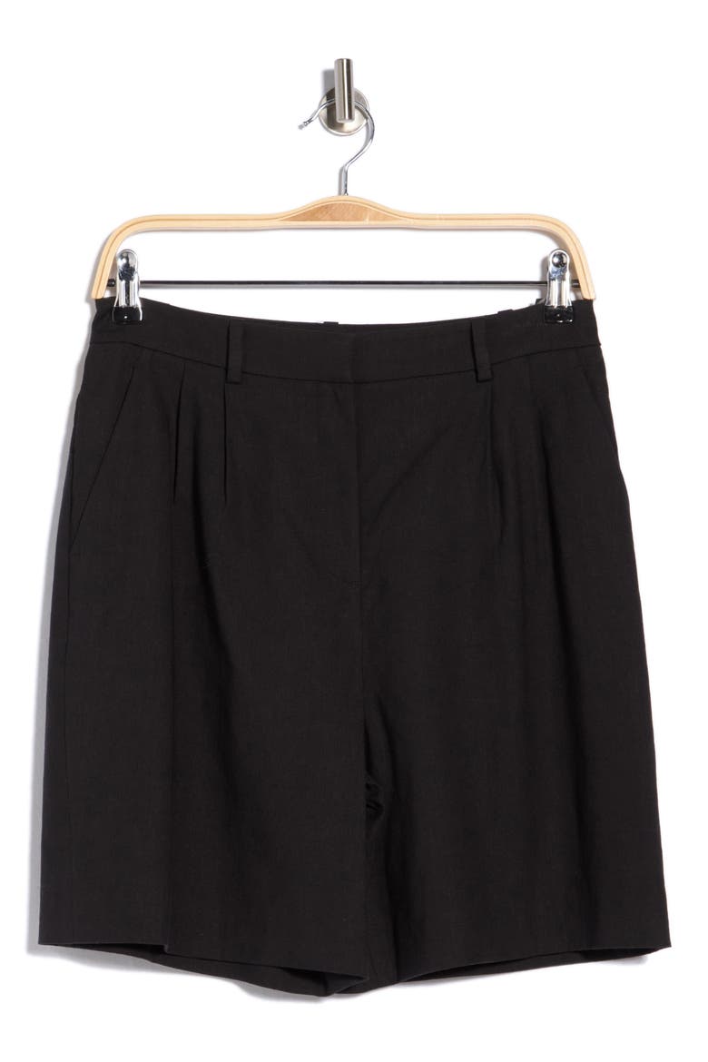 Lynie High Waist Pleated Shorts, Alternate, color, BLACK