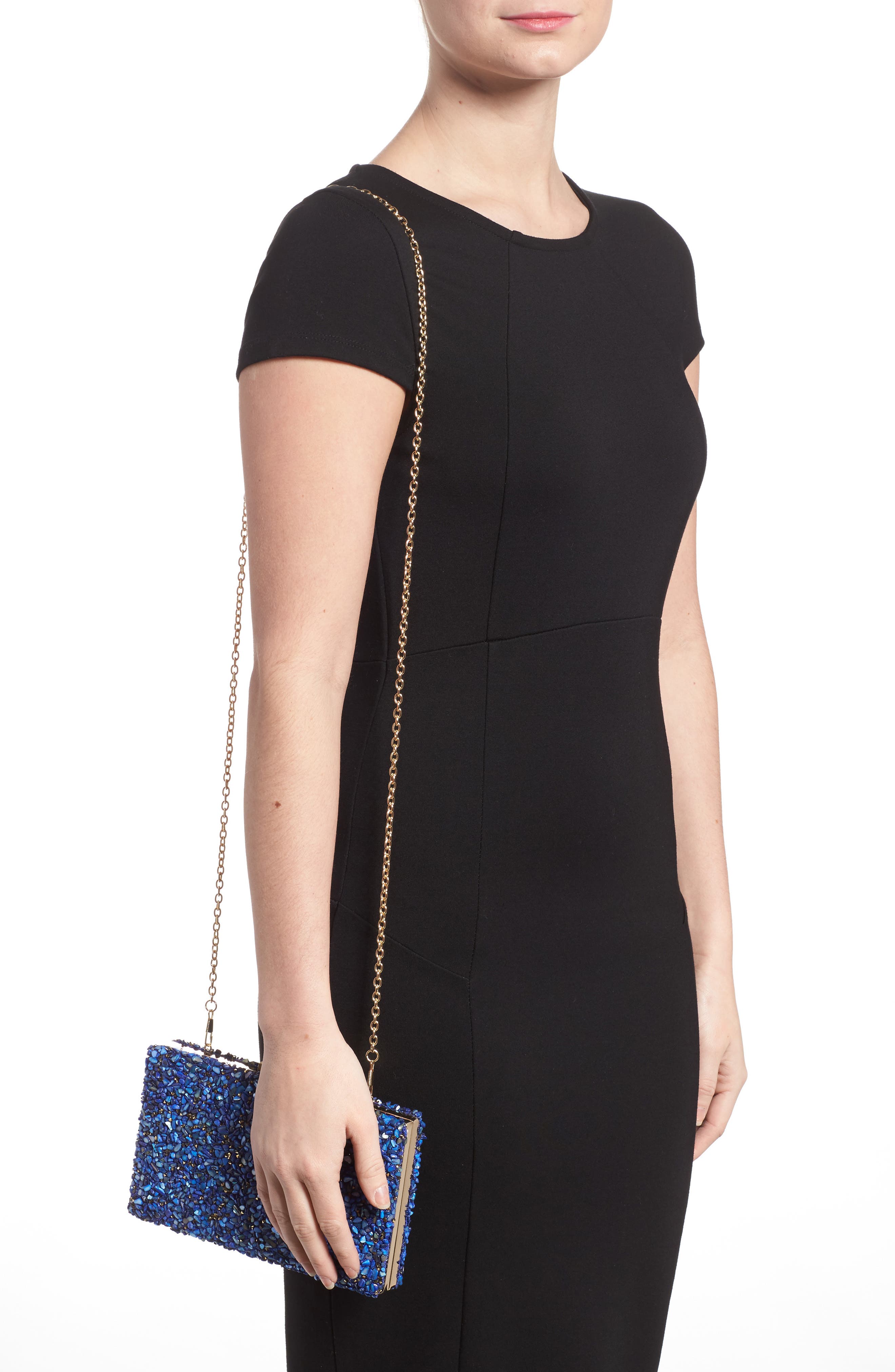 Tasha Chips Embellished Box Clutch, Alternate, color, GOLD/ BLUE