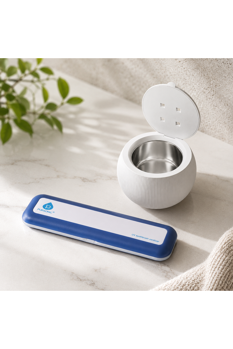 Ultrasonic Cleaner Pod & UV Toothbrush Sanitizer, Alternate, color, White