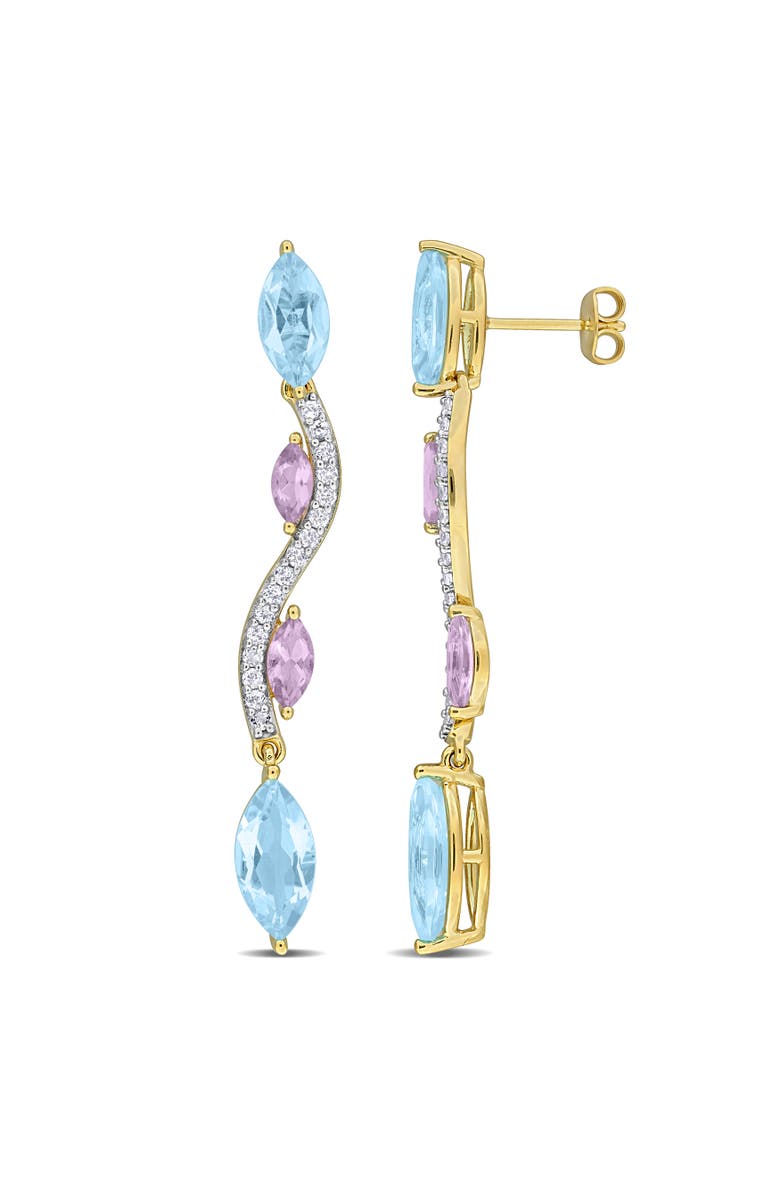 Julianna B. Blue Topaz Wavy Drop Earrings Yellow Plated Silver, Main, color, Blue Topaz